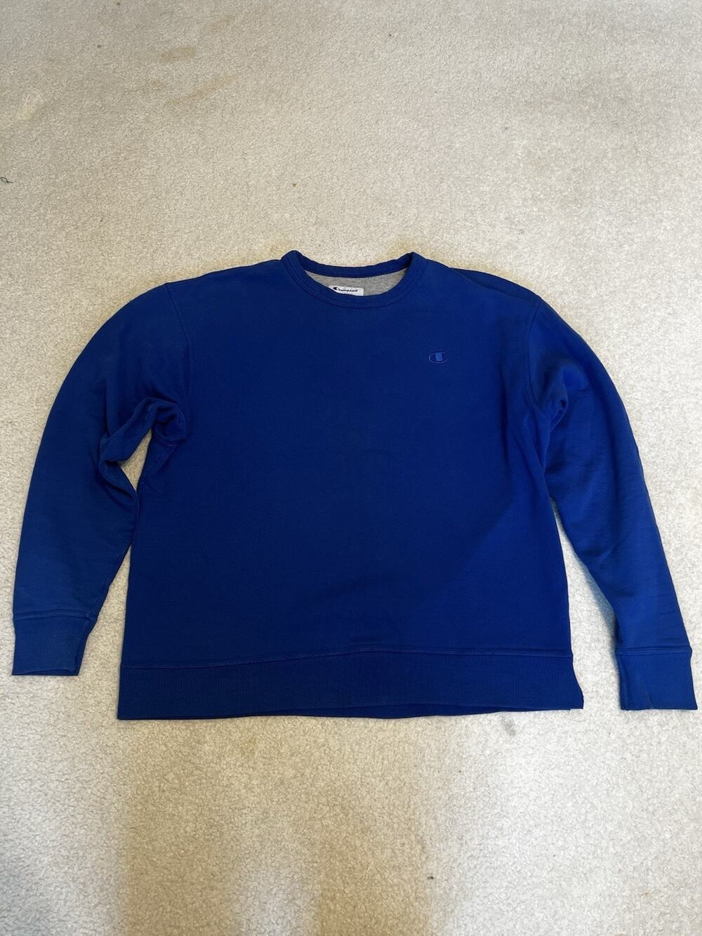 Vintage Champion Size XL Authentic Blue Crewneck Sweatshirt Embroidered Pullover